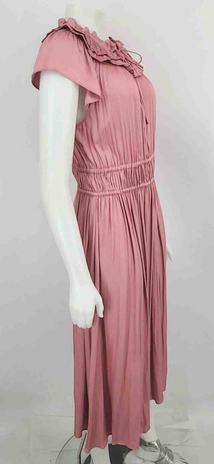 CURRENT Air Dusty Pink Satin Short Sleeves Long Size MEDIUM (M) Dress CURRENT Air Dusty Pink Satin Short Sleeves Long Size MEDIUM (M) Dress