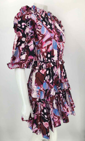 KAREN MILLEN Pink Multi-Color Print Short Sleeves Size 10  (M) Dress