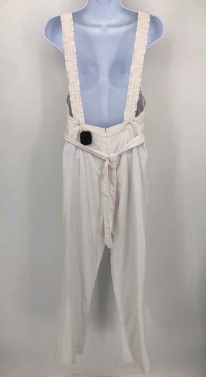 RUE STIIC White Linen Blend Ruffle Overalls Size SMALL (S) Jumpsuit