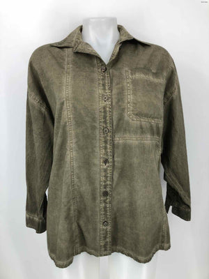 BDG Olive Button Up Longsleeve Size X-SMALL Top