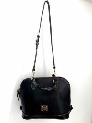 DOONEY & BOURKE Black Gold Pebbled Leather Crossbody Satchel 11" 5" 9 in Purse