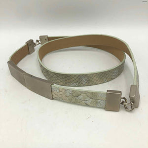 ST. JOHN Cream Silver Leather Snake print Belt