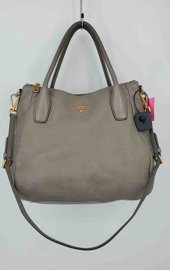 PRADA Taupe Gold Pebbled Leather Pre Loved AS IS Purse