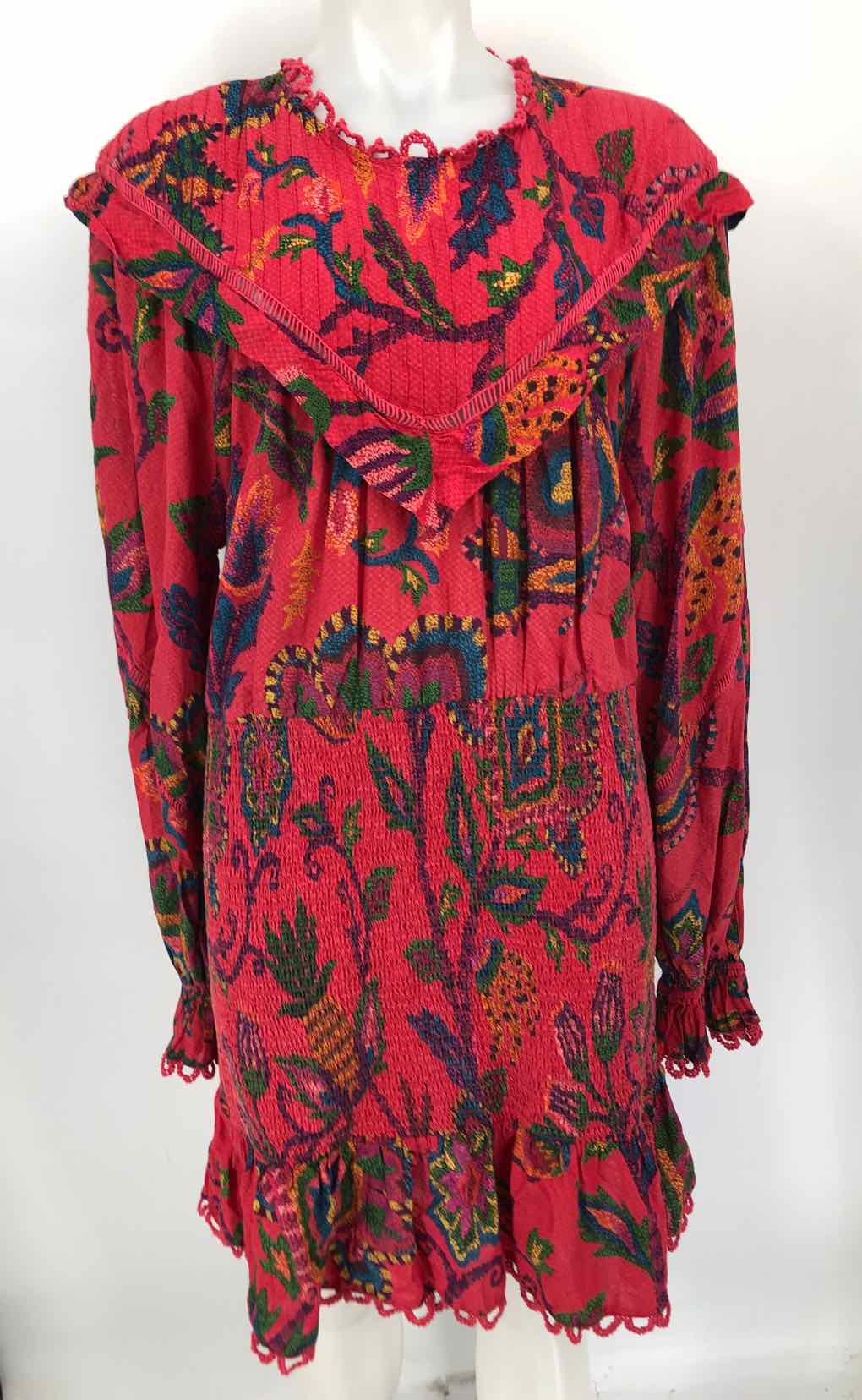farm rio red long sleeve dress Red Maxi Floral Long Sleeve Mini Dress  FARM Rio