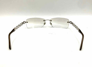 FERRAGAMO Silver Clear Pre Loved Logo Rectangle Sunglasses