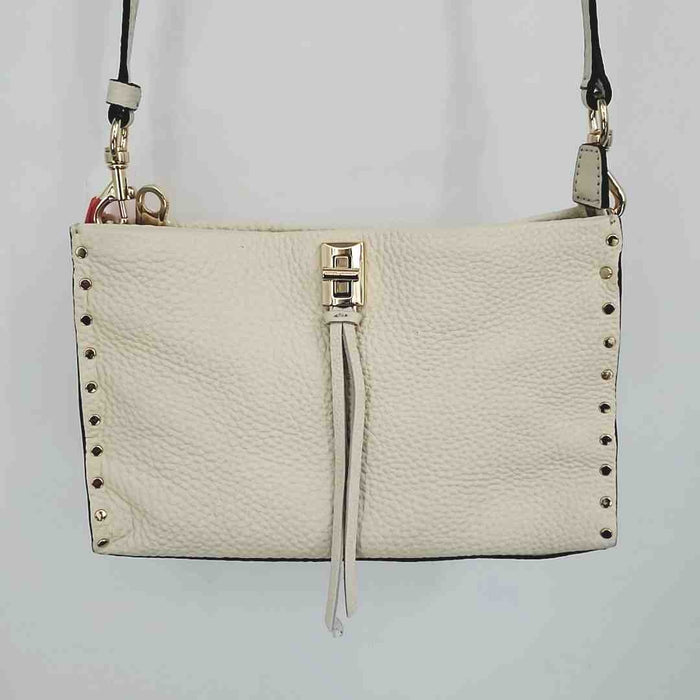 REBECCA MINKOFF Beige Gold Pebbled Leather Studded Small Crossbody Purse
