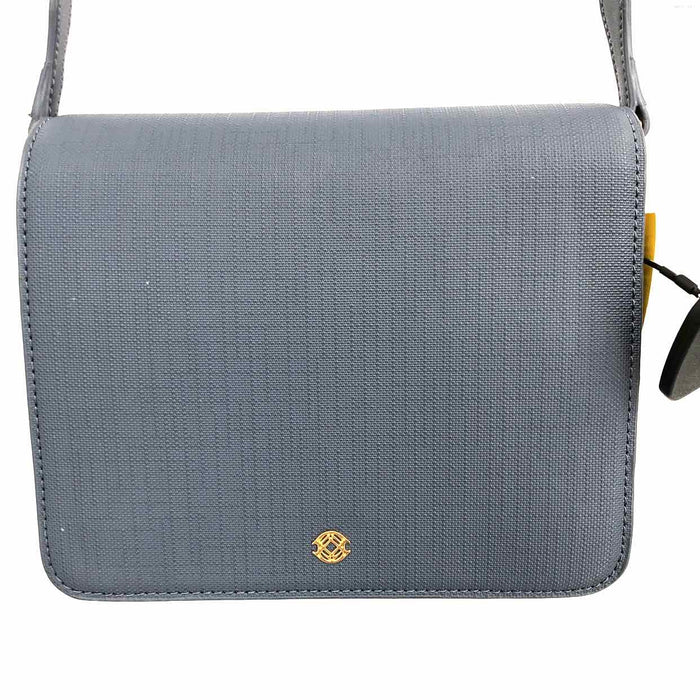 DAGNE DOVER Blue Gold Leather Pre Loved Textured Crossbody Purse