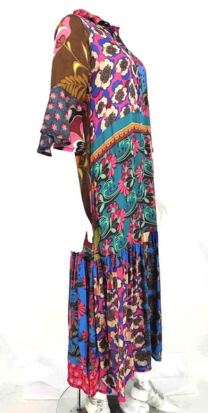 JOHNNY WAS Brown Pink Multi Floral Maxi Length Size X-SMALL Dress ReturnStyle JOHNNY WAS Brown Pink Multi Floral Maxi Length Size X-SMALL Dress ReturnStyle
