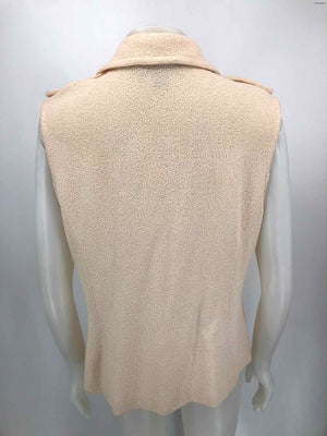 ST. JOHN Cream Goldtone Knit Double Breasted Women Size 16  (XL) Vest