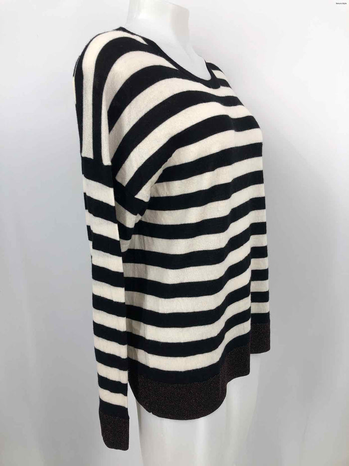 RAG & BONE Black White Multi Wool Blend Striped Longsleeve Sweater