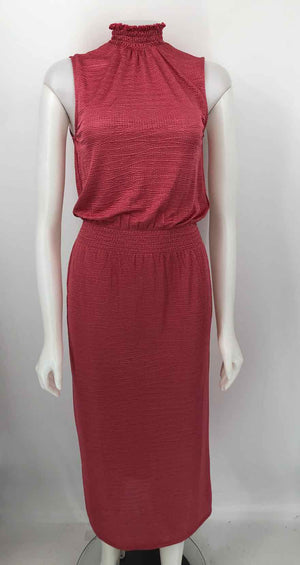 LEOTA Pink Textured Midi Length Size XXS  (XS) Dress