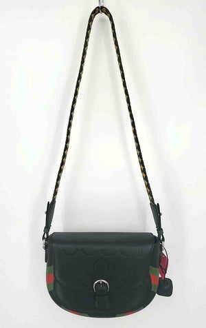 GUCCI Black Green Red Multi Leather Pre Loved Shoulder Bag Purse