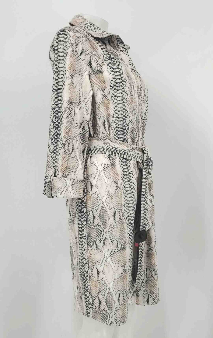 JOSEPH RIBKOFF Cream Brown Multi Synthetic Reptile Pattern Snap Up Dress
