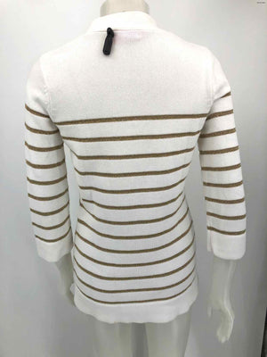LILLY PULITZER White Gold Knit Striped 3/4 Sleeve Size SMALL (S) Sweater