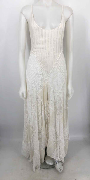 FREE PEOPLE White Goldtone Striped Maxi Length Size MEDIUM (M) Dress