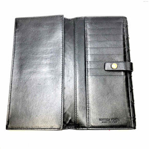 BOTTEGA VENETA Black Leather Pre Loved Intrecciato Tri fold Wallet