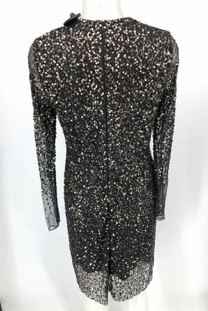 FRENCH CONNECTION Gray Silver & Black Sequined Longsleeve Size 8  (M) Dress
