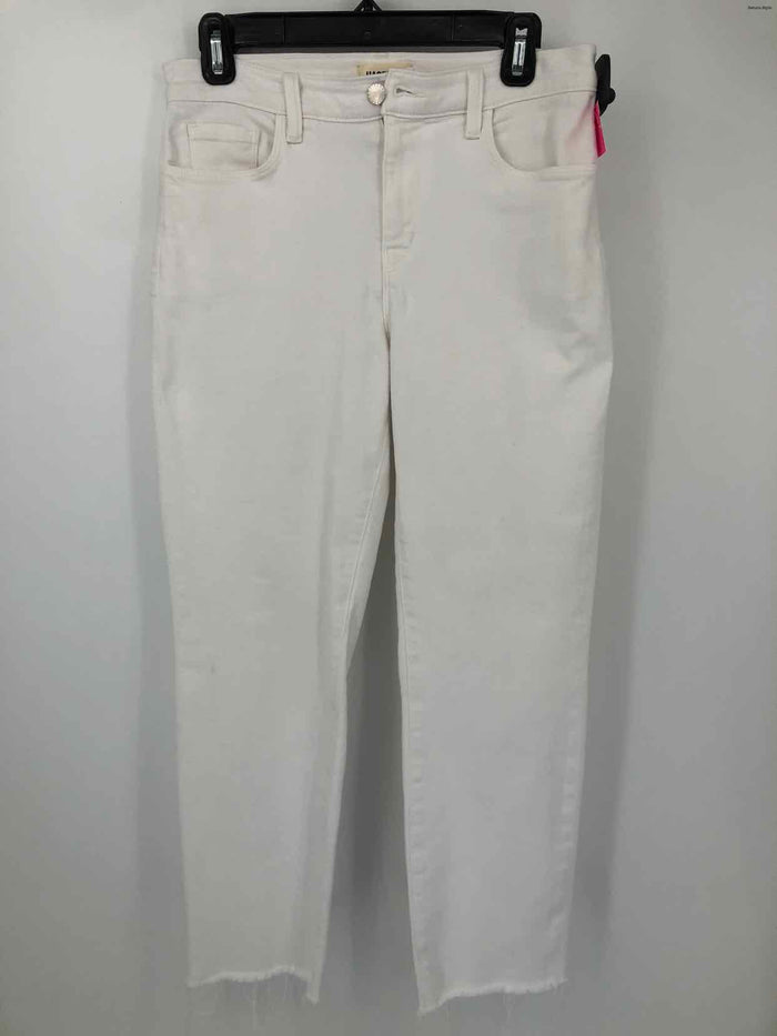 L'AGENCE White Denim Straight Leg Ankle Fray Size 27 (S) Jeans