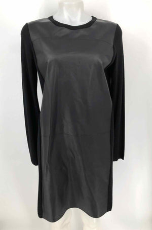 VINCE Black Leather & Wool Longsleeve Size MEDIUM (M) Dress