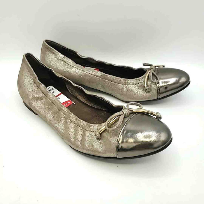 AGL - ATTILIO GIUSTI LEOMBRUNI Matt Silver Pewter Leather Flats Shoes