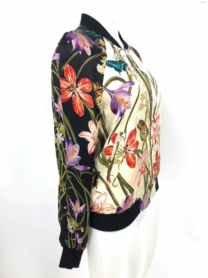 HARK+HAMMER Yellow Multi Black & White Silk USA Made! Floral Reversible Jacket