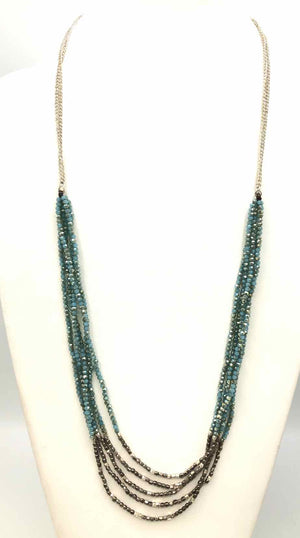 NAKAMOL Lt Blue Silvertone 5 Strands 32" Necklace