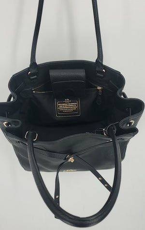 COACH Black Goldtone Pebbled Leather Pre Loved Tote Purse