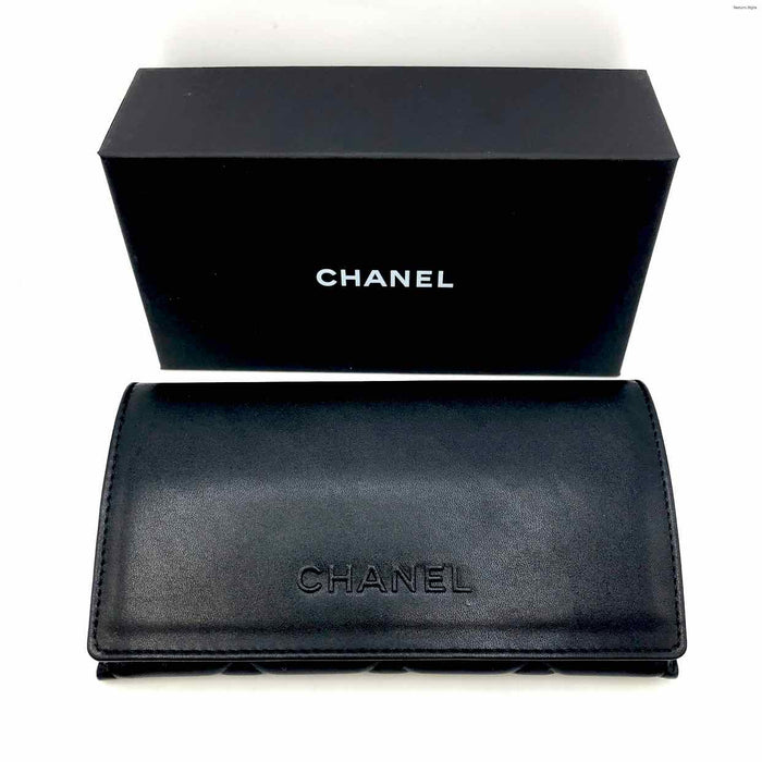 CHANEL Black Leather Quilted Sunglasses Case