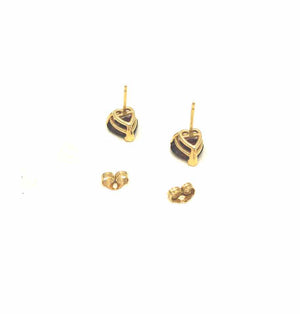 Goldtone Red Garnet Pre Loved Heart Studs 14k-Earring