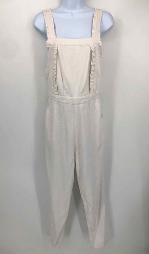 RUE STIIC White Linen Blend Ruffle Overalls Size SMALL (S) Jumpsuit