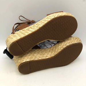 MICHAEL KORS Tan Beige Leather Wedge Espadrille Shoe Size 7-1/2 Shoes