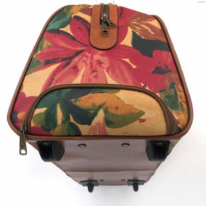 PATRICIA NASH Tan Red Multi Pre Loved Floral Design Wheel Duffle Purse