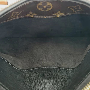 LOUIS VUITTON Brown Black Goldtone Leather Pre Loved Monogram Satchel Purse