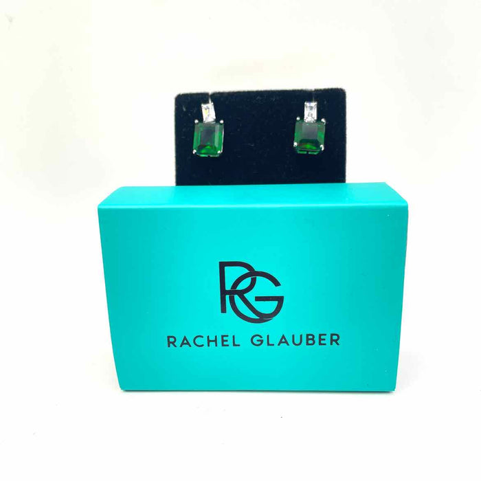 RACHEL GLAUBER Green Sterling Silver Cubic Zircon ss Earrings