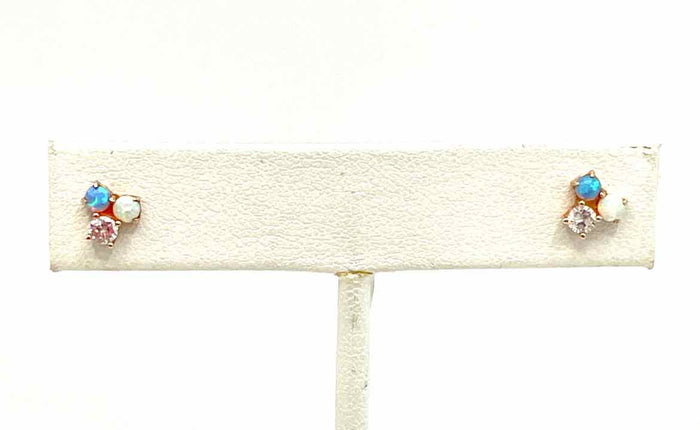 Blue Iridescent Studs SS Ear GP