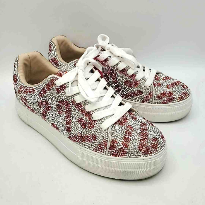 BETSEY JOHNSON Red & White Silver "Crystal" Candy Cane Sneaker Shoe Size 8 Shoes