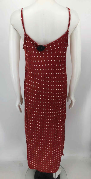 ANTHROPOLOGIE Brick Red White Polka Dot Cowl Neck Size X-LARGE Dress