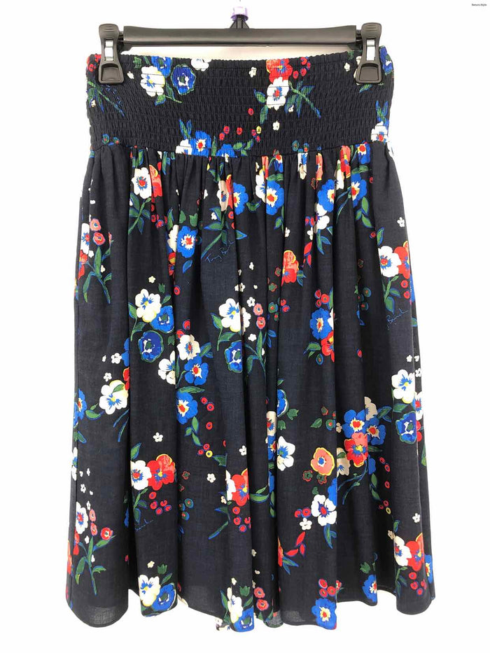 TORY BURCH Navy Multi-Color Silk & Wool Floral Size X-SMALL Skirt