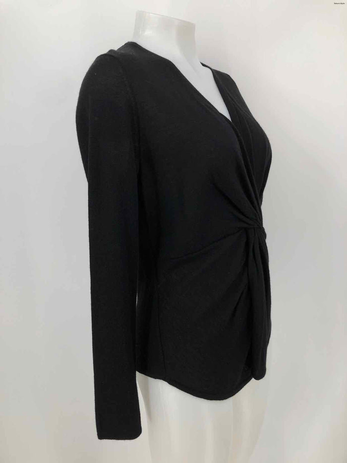 THE WRIGHTS Black Wool & Cashmere Gathered Longsleeve Size MEDIUM (M) Sweater