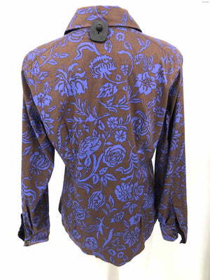 ETRO Brown Purple Made in Italy Print Button Up Size MEDIUM (M) Top