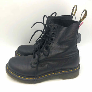 DR. MARTENS Black Leather Combat Boot Shoes