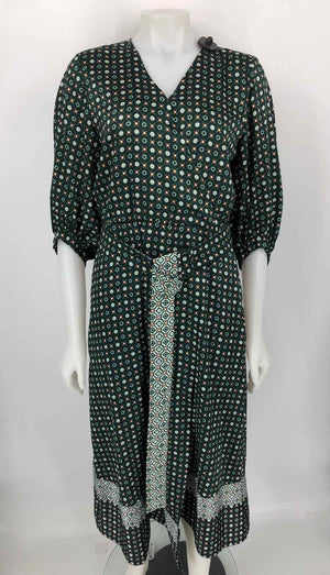 MARELLA Hunter Green White Multi Print Short Sleeves Size MEDIUM (M) Dress