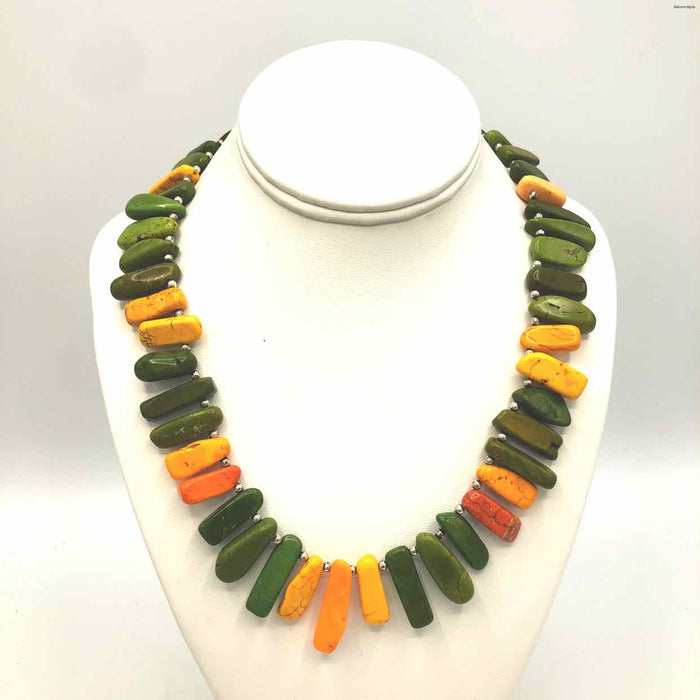 Green Orange Stone Beads Necklace