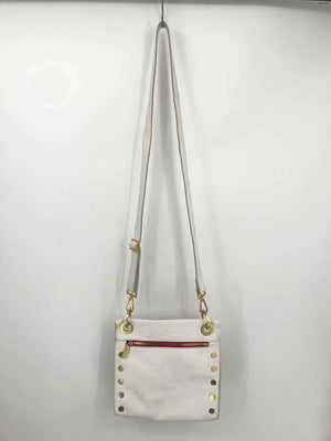 HAMMITT White Goldtone Pebbled Leather Pre Loved AS IS Crossbody Purse