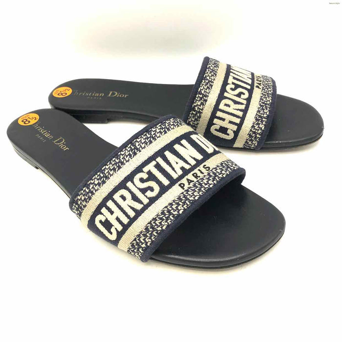 DIOR - Christian Dior Navy Lt Gray Made in Italy Slides Shoes