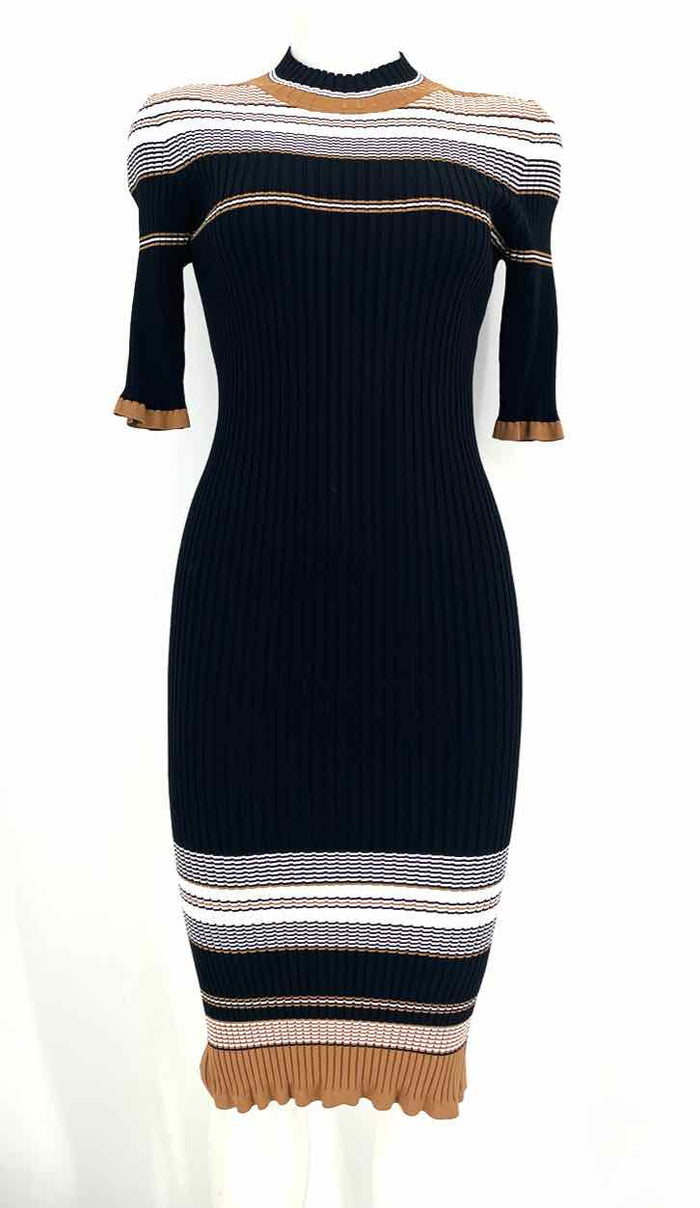 ST. JOHN Tan & Black White Knit Stripe Half Sleeve Size SMALL (S) Dress – ReturnStyle