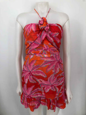 FARM RIO Pink Red Floral Print Halter Size MEDIUM (M) Dress