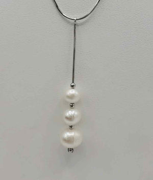 White Sterling Silver Y Shape SS Pearl Neck