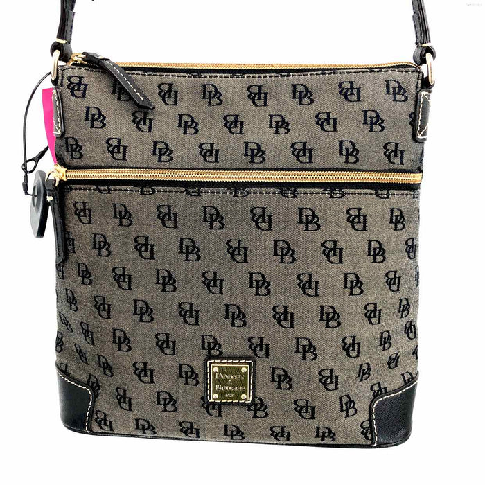 DOONEY & BOURKE Gray Black Canvas & Leather Monogram Crossbody Purse