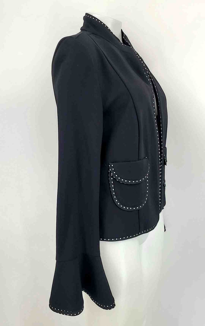 JOSEPH RIBKOFF Black White Dot Trim Bell Sleeves Women Size 14  (L) Jacket